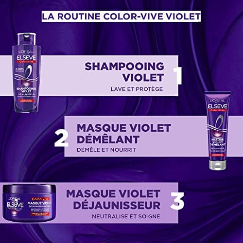 L'ORÉAL PARIS - Intense Deyellowing Violet Mask - Blonde, Bleached, Highlighted or White Hair - Neutralises and Corrects - Anti-Yellow & Orange Reflections - Elseve Color-Vive - 250 ml - Image 6