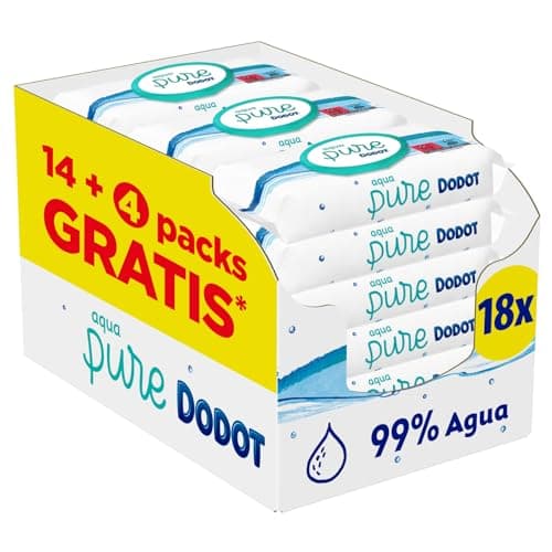Dodot Aqua Pure Baby Wipes, 99% Water, 864 Wipes, 18 Packs (18 x 48) - Image 3
