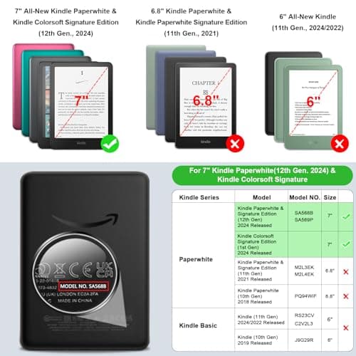 FINTIE Étui pour 7" Kindle Paperwhite (12e Génération, 2024) et Kindle Colorsoft (1re Génération, 2025/2024), Coque Fine et Léger, Housse Réveil/Veille Automatique, Noir - Image 3