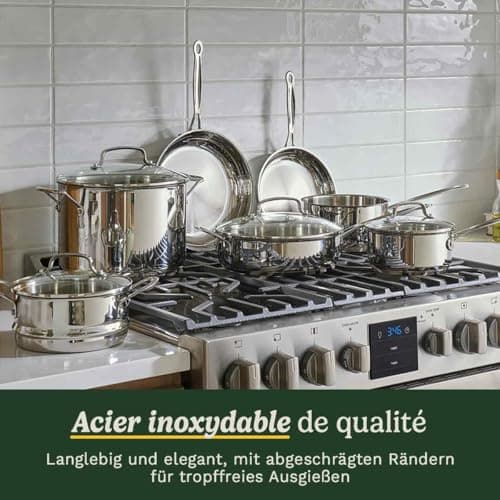Cuisinart Chef's Classic Stainless Steel Cookware Set 11 pcs: pots, pans, steamer, steamer | Induction | Aluminium base | Cool Grip handles | Markings | Glass lids | Dishwasher - 7711G - Image 6