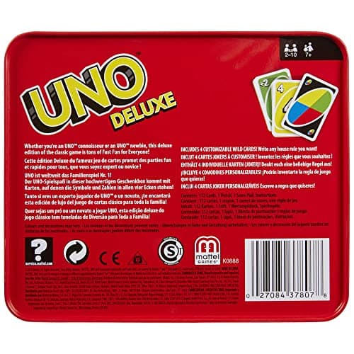 Mattel Games UNO Deluxe, Family Card Games for Kids and Adults, Party Game for Family or Travel Games, 2-10 Players, Toy for 7 Years and Up K0888 - Image 5