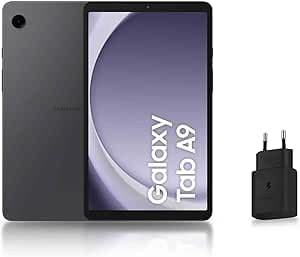 Samsung Galaxy Tab A9 Android Tablet, 128GB Storage, Large 8.7" Screen, WiFi, Rich Sound, Anthracite, with 25W Fast Mains Charger Included (French Version)