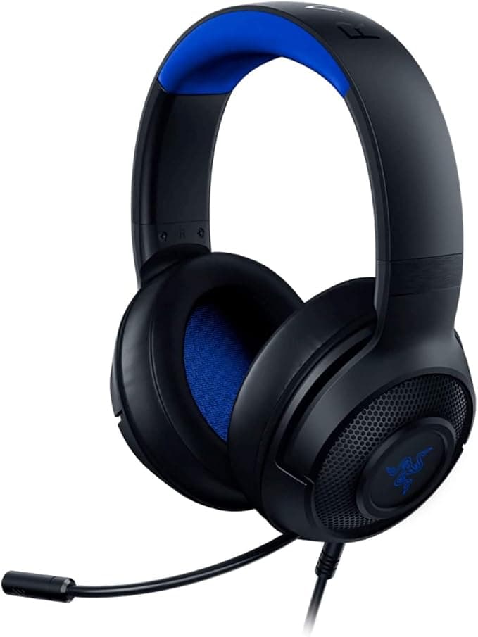 Razer Kraken X for Console - Casque de jeu (Casque de jeu ultra léger pour PC, Mac, Xbox One, PS4 et Switch, rembourrage du bandeau, son surround 7.1) Noir-Bleu - Image 1