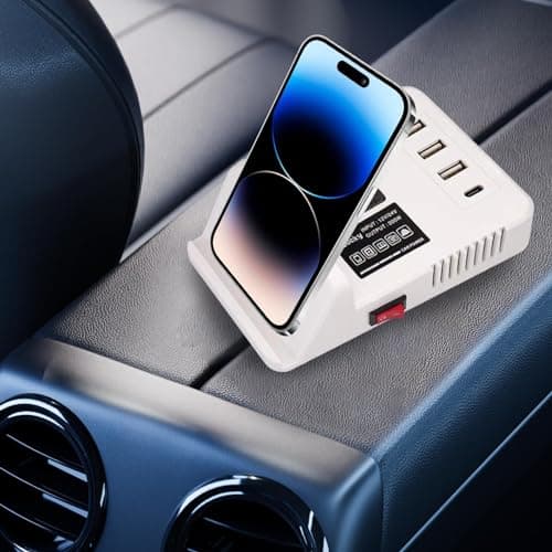 Inverseur de véhicule pour ordinateur portable, convertisseur de voiture pour chargement d'ordinateur portable | Chargeur de voiture 200 W | Onduleur automobile, convertisseur de tension, 3 ports USB - Image 4