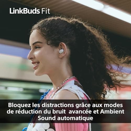 Sony LinkBuds Fit - Ecouteurs Bluetooth sans Fil à réduction de Bruit - Confortables, IPX4, Hi-Res Audio, Mode Ambient Sound, 21h d'autonomie, Connexion multipoint, iOS et Android - Noir - Image 8