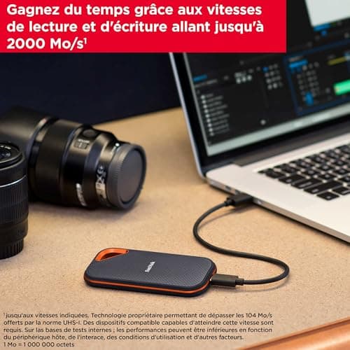 SanDisk Extreme PRO 1TB External Solid State Drive (Portable NVMe SSD, Up to 2000MB/s Read/Write, USB-C, IP65 Rated Dust and Water Resistant) Black - Image 6