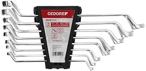 GEDORE red R01105008 Double Ring Spanner Assortment, 8 Pieces, Sizes 6 to 22 mm, Counteranged, 5° Angled, Thin, Wrenches
