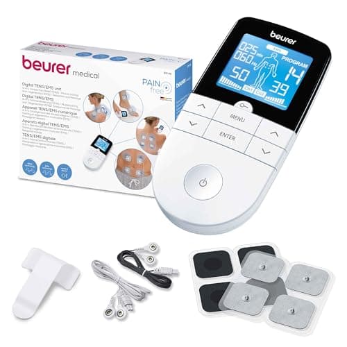 Beurer EM49 3 in 1 Muscle Stimulator:TENS/EMS/Massage, TENS Pain Relief Therapy, Electric Muscle Stimulation, EMS 4 Electrodes, Black Reusable Included, Easy to Carry - Image 3