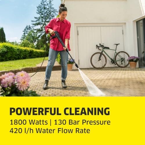 Kärcher Pressure Washer K 4 Classic, Pressure: max. 130 bar, Flow rate: 420 l/h, Surface area: 30 m²/h, Water Filter, Weight: 4.6 kg, Hose and High Pressure Gun, Rotabuse, Vario Power Lance - Image 4