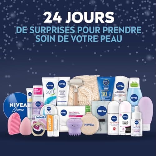 NIVEA - Calendrier de l'Avent Femme Édition 2025 - Coffret Cadeau Beauté - Soins Visage, Corps & Lèvres + Accessoires - 24 Fenêtres Surprises - 1pce - Image 4