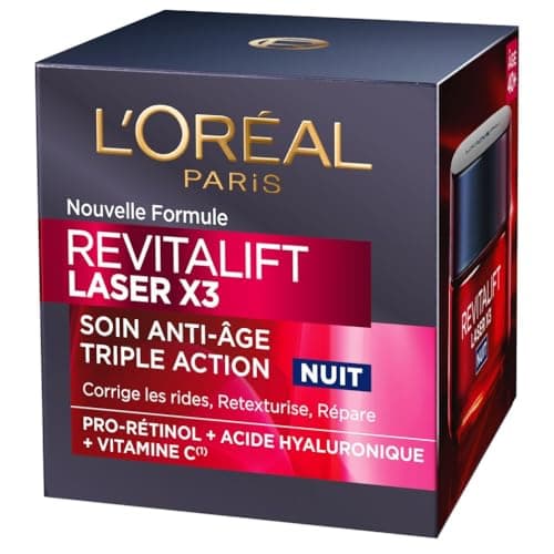 L'Oréal Paris - Triple Action Anti-Aging Night Mask Cream - Anti-Wrinkle & Multi-Correction - Enriched with Pro-Retinol, Hyaluronic Acid & Vitamin C - Revitalift Laser - 50 ml - Image 3