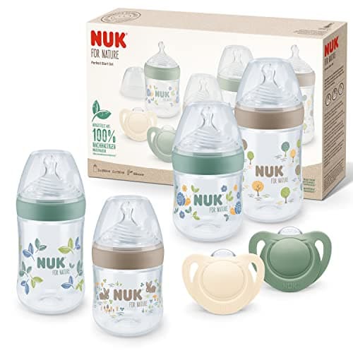 NUK for Nature Perfect Start Baby Bottle Set | 0-18 Months | Silicone Breast Dummy | 4 Anti-Colic Bottles, 2 Teats | Durable and BPA-Free Materials | 6-Piece Set - Image 2