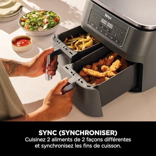 Ninja Air Fryer Dual Zone Digital, Electric Air Fryer, 2 Compartments, 7.6 L, 6-in-1, Oil Free Fryer, Max Crisp, Roast, Bake, Dehydrate, Warm, Metal Grey DZ300EU - Image 4