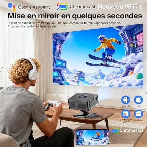 Horlat Google TV Projector 【38000 Lumens/Official Netflix /360° Rotatio】- Video Projector 4K Supported, Voice Control, WiFi 6 Bluetooth5.3, HDR10, Home Cinema/Outdoor Overhead Projector - Image 4