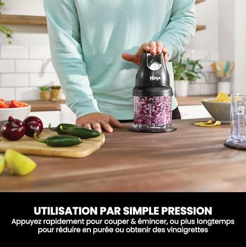 Ninja Express Chop NJ1002EUBK Mini Electric Herb Vegetable Chopper Chopping Chopper Mincer Mincer Mincer for Sauces, Purees and Soups Black Compact Blender - Image 5
