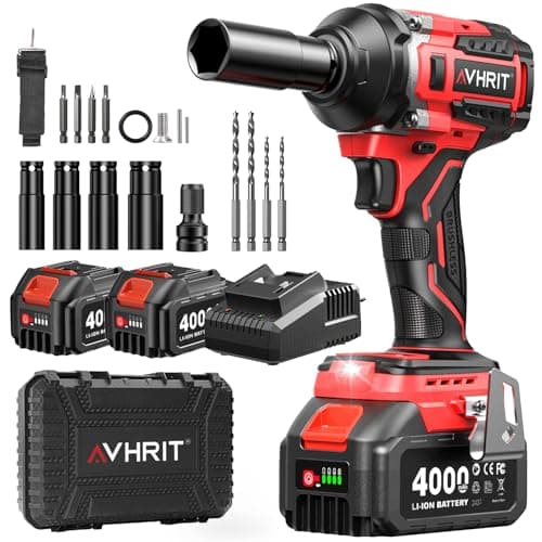 Brushless Cordless Impact Wrench with 2x 4.0Ah Batteries, 700N.m/Ft-lbs Electric Impact Nutrunner, 21V Impact Driver with 4 Impact Sockets, Compatible with Makita 18V - Image 2