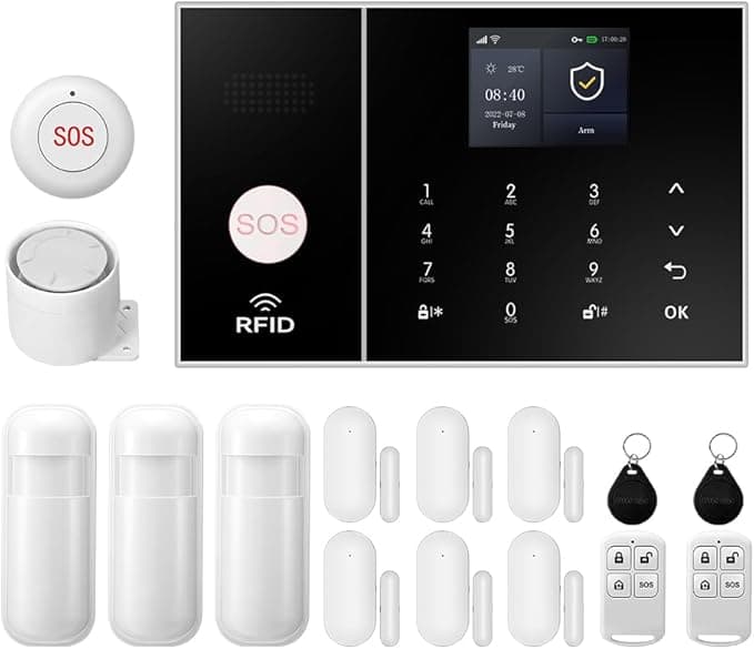 Google XNY 2G Wireless Home Alarm, 16 Pieces WiFi Home Security Systems with 120DB Siren, Motion Detector, Window and Door Sensors, Compatible with Alexa and Google Assistant