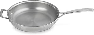 Le Creuset LE CREUSET Poêle, 28 cm, Inox 3-ply Intégral, Compatible avec Toutes Sources de Chaleur (Induction et Four Inclus), Argenté,96200228001100