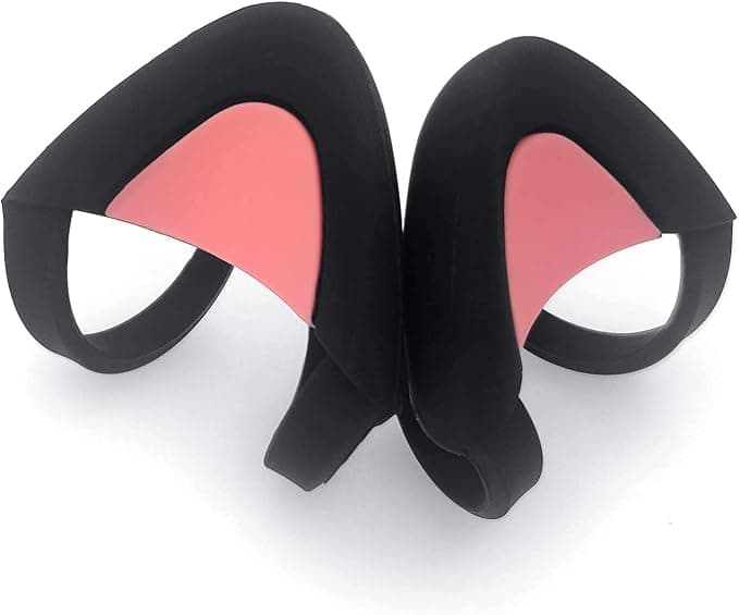 sciuU Kitty Ears Decorative for Headphones, Silicone Ears, Cute Cat Decoration, Compatible with Sony/HyperX Gaming Headsets, Installation with Adjustable Fastening Straps, Black - Image 1