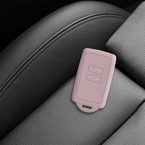kwmobile Car Key Accessory Compatible with Renault Smart Key 4-Button (Keyless Go Only) – Soft Silicone Case with Key Fob Cap – Matte Antique Pink - Image 3