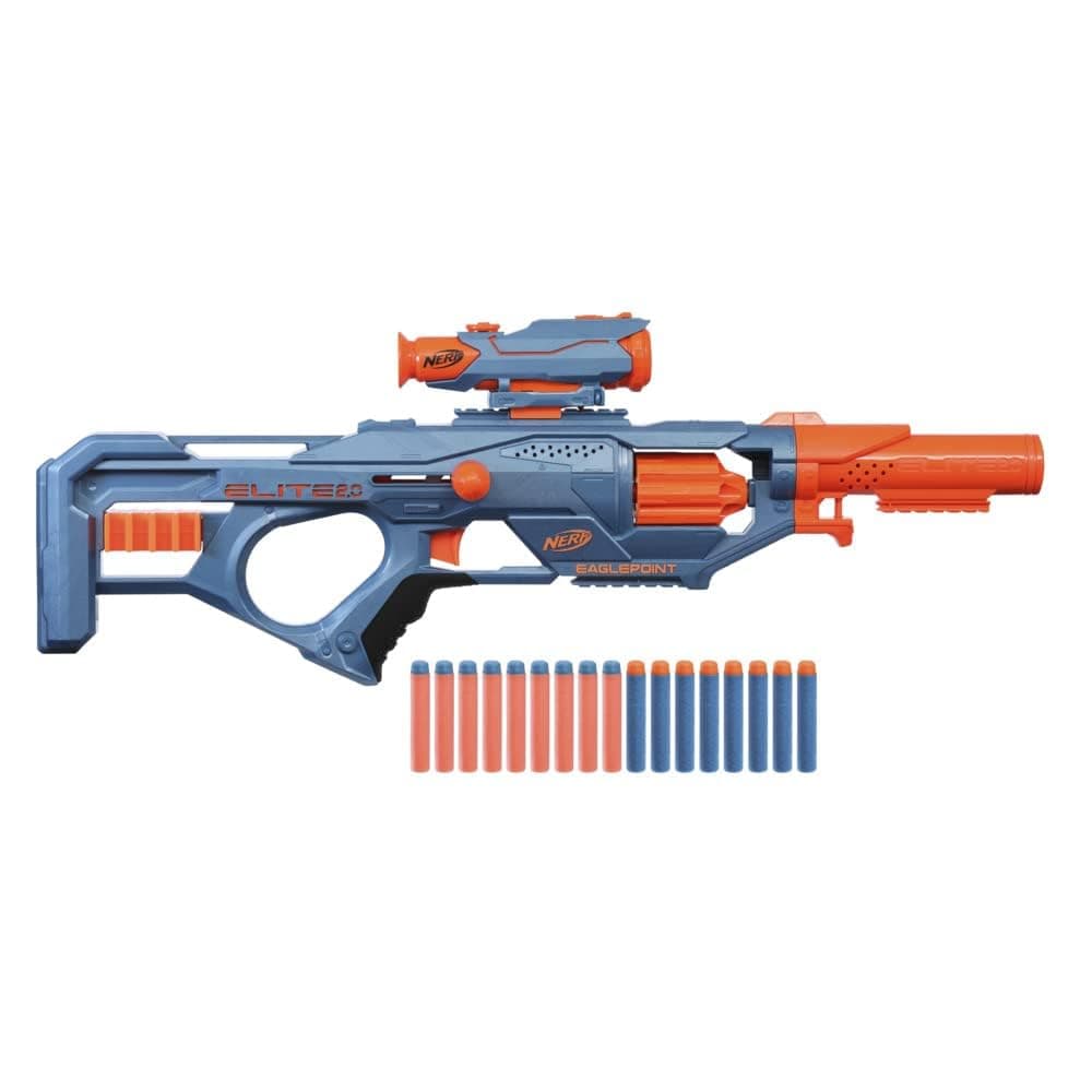 Hasbro Hasbro Nerf Elite 2.0, Blaster Eaglepoint RD-8, Outdoor Games for Kids, 8 Darts Barrel, Removable Sight and Barrel, 16 Official Elite Darts Multicoloured