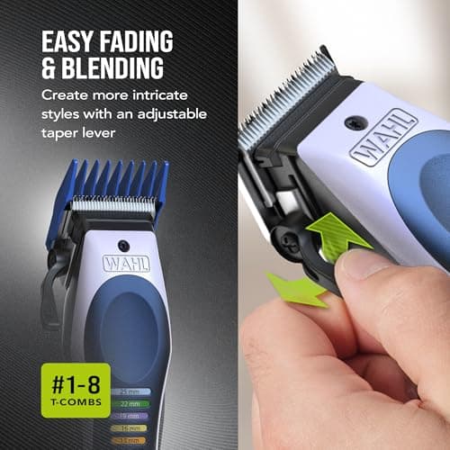WAHL Color Pro Lithium Combi Kit, Complete Cutting Kit, Adjustable Lever for Length Control, Powerful Battery, Beard Finishing and Care Trimmer, Scissors & Hair Comb - Image 4
