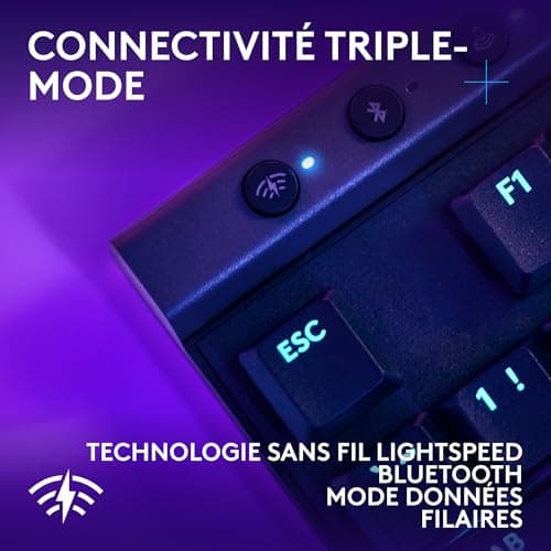 Logitech G G515 Lightspeed TKL Profile Wireless Gaming Keyboard, LIGHTSYNC RGB, Ultra-Flat Profile without Numeric Keypad, PBT Keys, Linear Mechanical Contacts, French AZERTY Keyboard - Black - Image 6
