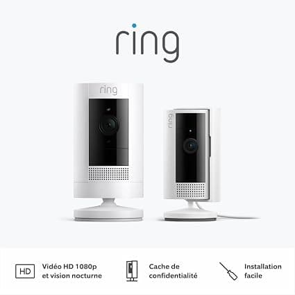 Ring Ring Wireless Outdoor Camera (Stick Up Cam) + Indoor Camera (Indoor Cam 2nd Gen.) | WiFi Surveillance Camera with 1080p HD Video, Two-Way Audio | Free 30J Ring Protect Trial