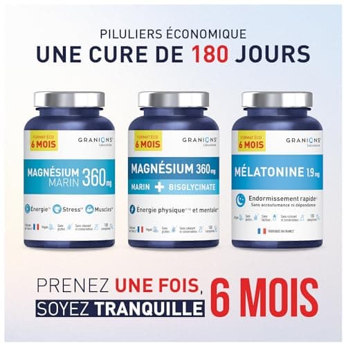 GRANIONS - Magnesium Marin 360 mg - 6 MONTH FORMAT - Made in France - Magnesium + Vitamin B6 - Anti Stress - High Quality Marine Magnesium - 180 Magnesium Tablets - Image 6