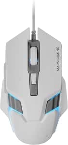 Mars Gaming MM024, RGB Gaming Mouse, 4000 DPI Optical Sensor, Huano Mechanical Switches, RGB Flow Lighting, On-The-Fly Adjustment 1200/2400/3200/4000 DPI, Multi-Platform Compatibility, White