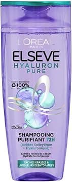 L'Oréal Paris - Purifying Shampoo 72h for Oily Scalp - Salicylic and Hyaluronic Acid Complex - Hair Care Protocol - Elseve Hyaluron Pure - 300 ml