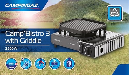 Campingaz Camp Bistro 3 Griddle Combo Gas Stove | 1 Burner Stove | Power 2200 W | Compact Portable Outdoor Stove | Carry Case | Ideal for Camping and Emergency Kit 72 Hours - Image 8