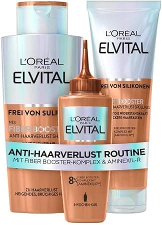 L'Oréal Paris Fiber Booster Anti-Hair Loss Routine Long Hair Shampoo, Conditioner & Serum for Enriched Hair, Against Hair Loss, Less Breakage, Elvital Shampoo + - Image 1