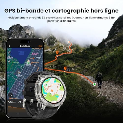KOSPET Tank T4 Men's Smartwatch, Stainless Steel, GPS & Offline Maps, Waterproof 10ATM (45M Diving), 50 Day Battery, Bluetooth Calls, 24/7 Health Monitoring, Android and iOS (Silver) - Image 5
