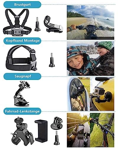 DIKER Accessory Kit for Sports Camera, GoPro Hero 13 12 11 10 9 8 Black 70 in 1, AKASO, DJI Osmo Action, Insta360 One, XIAOMI - Image 3