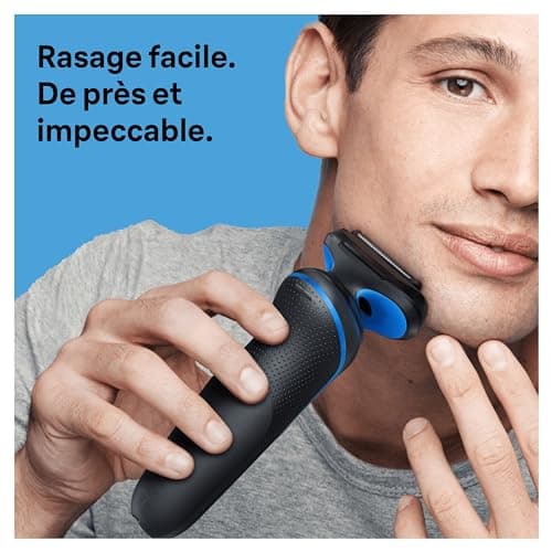 Braun Rasoir Electrique Pour Hommes Series 5 51-B1200s, Etanche, A Grille Et Sans Fil, Rechargeable, Avec Accessoire Tondeuse De Précision Pour Bien Raser Et Tondre La Barbe, Bleu - Image 3