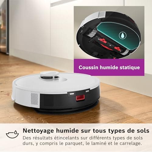 Bosch Spotless + BCRD1W Robot Vacuum Cleaner, 11000 Pa, Static Mop, Service Station, Smart Infrared Vision Navigation, Home Connect App, White - Image 5