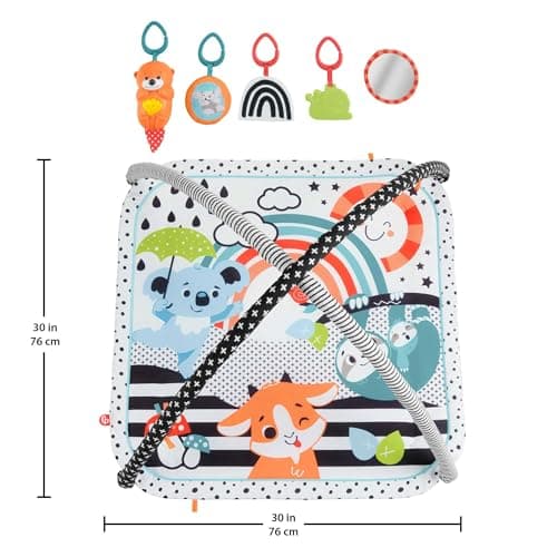 Fisher-Price My Sensory Mat 3-in-1, Belly Flat Play Mat, Sound and Light, with 5 Removable Toys, from Birth, HBP41 - Image 6