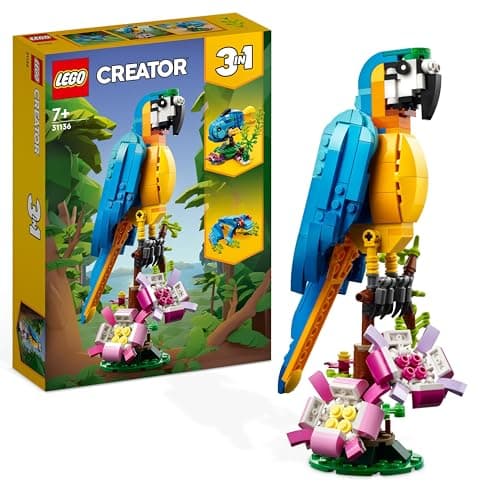 LEGO 31136 Creator 3-in-1 The Exotic Parrot, Construction Toy, Jungle Animal Figurines, Frog and Fish, Creative Game for Children from 7 Years Old - Image 2