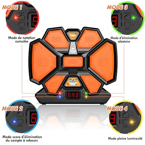 Lehoo Castle Nerf Target, Digital Target with Light, Sounds and Arrows in Foam, Gift for Boys 6 7 8 9 10 Years (Black) - Image 4