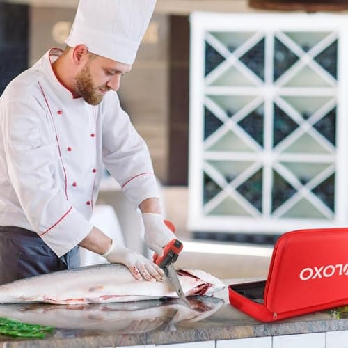VLOXO Electric Fillet Knife, Professional Fish Knife with 4 Stainless Steel TiN Coated Blades and Safety Lock for Meat, Fish, Frozen and Kitchen - Image 3