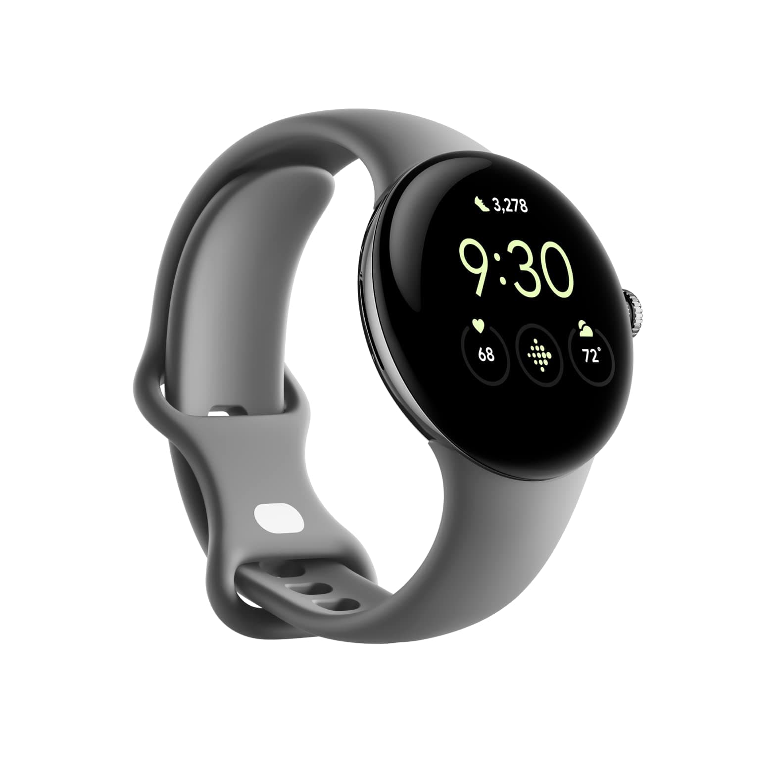 Google Google Pixel Watch - Android Smart Watch with Activity Tracker, Heart Rate Tracker, Polished Silver Stainless Steel Case with Charcoal Active Band - WIFI/BT (Renewed)
