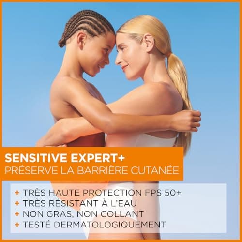 GARNIER Ambre Solaire Sensitive Expert+ - Lait Solaire FPS 50+ - Protège des UVA, UVB, & UVA Longs - Texture Légère - Résiste à L'eau - Céramides - Tous Types de Peaux - 175 ml - Image 6
