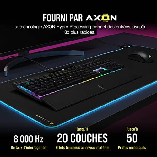 Corsair K70 RGB PRO Wired Mechanical Gaming Keyboard (CHERRY MX RGB Speed Switches, 8,000Hz Polling Rate, Dual Injection Pro PBT Keys, Soft Wrist Rest) AZERTY, FR - Black - Image 5