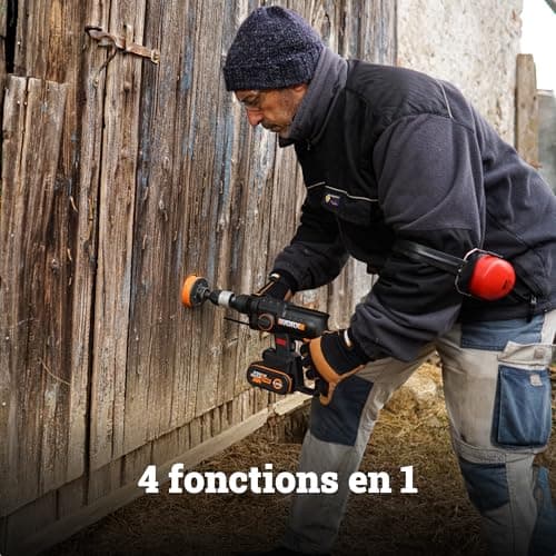 WORX Brushless 20V WX381 Cordless Drill, 2J, 3 in 1, Drilling, Percussion, Chisel in All Materials, Anti-Vibration, Comes with 1 x 4Ah Battery, Charger and Accessories - Image 7