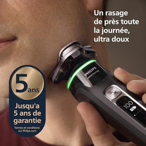 Philips Rasoir i9000 Prestige, Rasoir électrique sec et humide, Avec technologie Skin IQ, Système Triple Lift & Cut, Lames Dual SteelPrecision rotatives à 360°, Pod à nettoyage rapide, XP9207/30 - Image 4