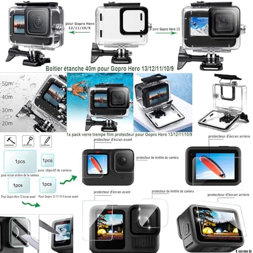 Gurmoir Accessories Kit for Gopro Hero 13 12 11 10 9 Camera, Accessories Kit with Waterproof Case Backpack Belt Bicycle Handlebar Mount Package for Gopro 13 12 11 10 9 Camera (DT16) - Image 3