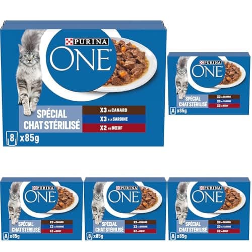 PURINA ONE Sterilised Cat Sachets - Tapered in Sardine Sauce Duck, Beef 8 x 85 g (Pack of 5) - Image 2