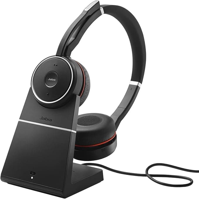 Jabra Evolve 75 SE - Wireless Bluetooth Stereo Headset - Noise Cancelling Mic, ANC & Charging Base - Google Meet/Zoom Certified, Works with Other Platforms - Black - Image 1