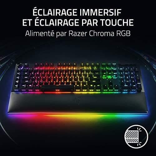 Razer BlackWidow V4 Pro (Switches Yellow) - Mechanical Gamer Keyboard Snap Tap (Silent Mechanical Switches, 8 Dedicated Macro Keys, PU Leather Wrist Rest) AZERTY Keyboard FR | Black - Image 4